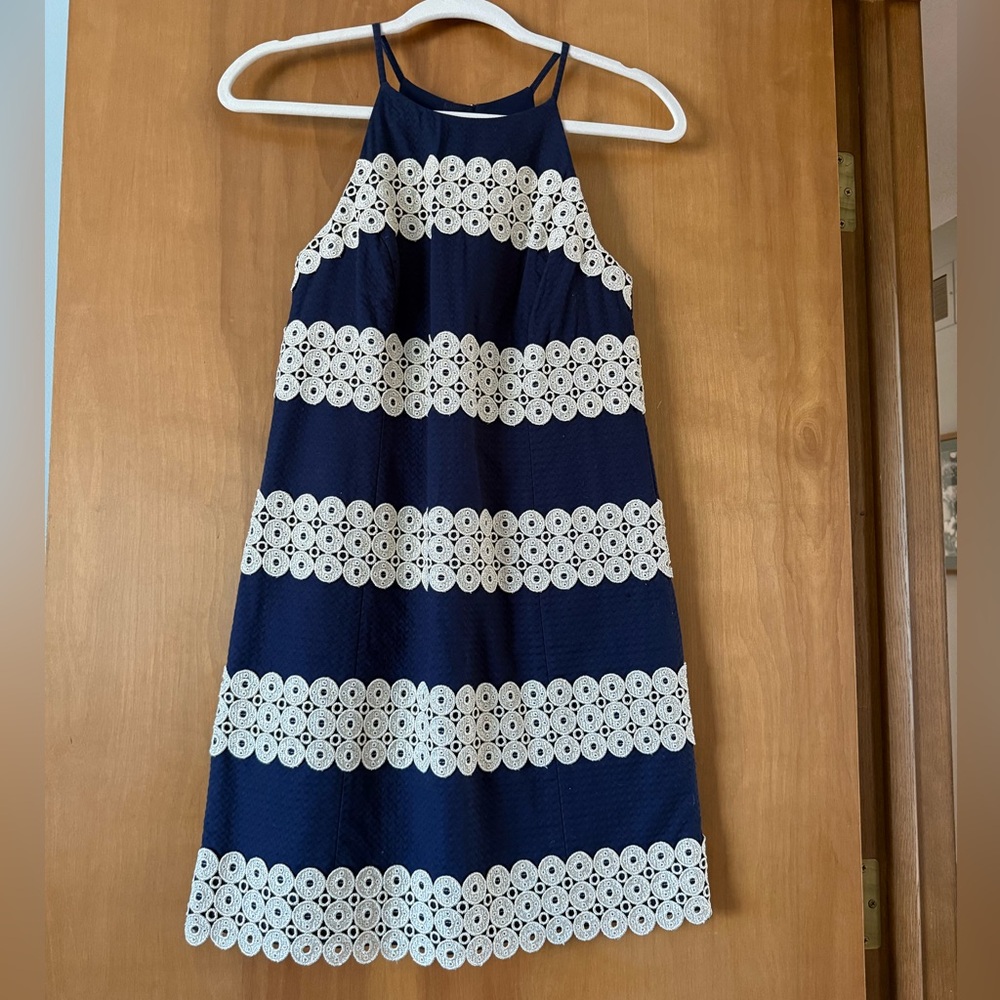 Lilly Pulitzer Navy and Gold Lace Dress